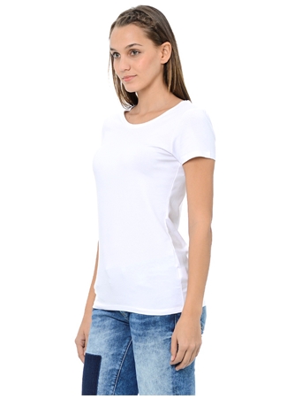 Mavi Yuvarlak Yaka Beyaz Kadın T-Shirt M162767-620 BASIC TİŞÖRT_3