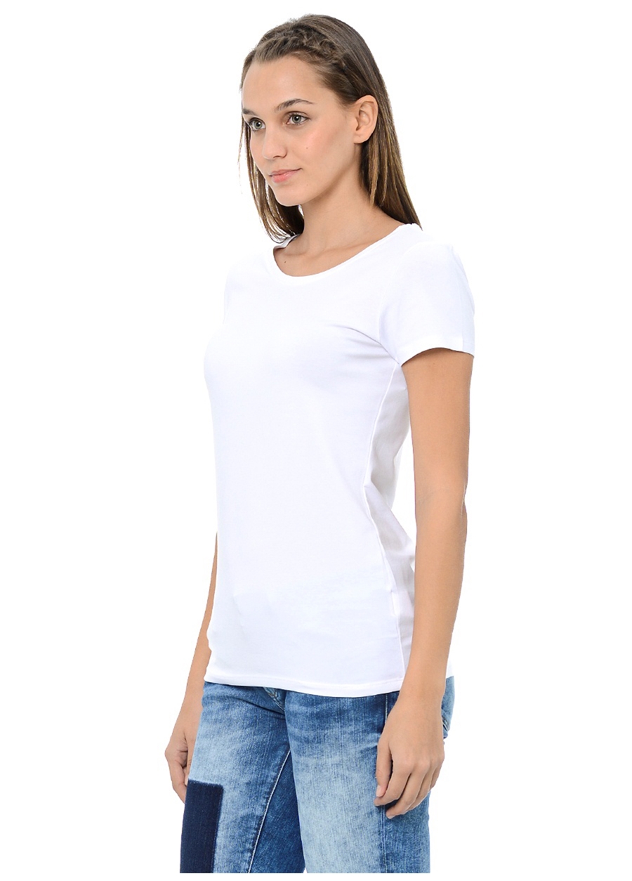 Mavi Yuvarlak Yaka Beyaz Kadın T-Shirt M162767-620 BASIC TİŞÖRT_3