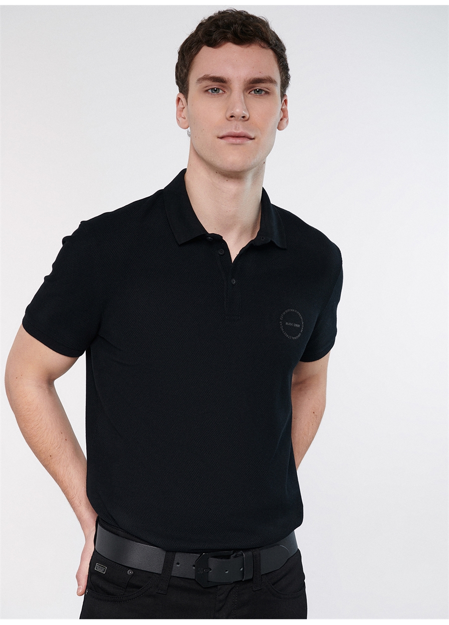 Mavi Düz Siyah Erkek Polo T-Shirt M0610305-900_POLO TİŞÖRT_1