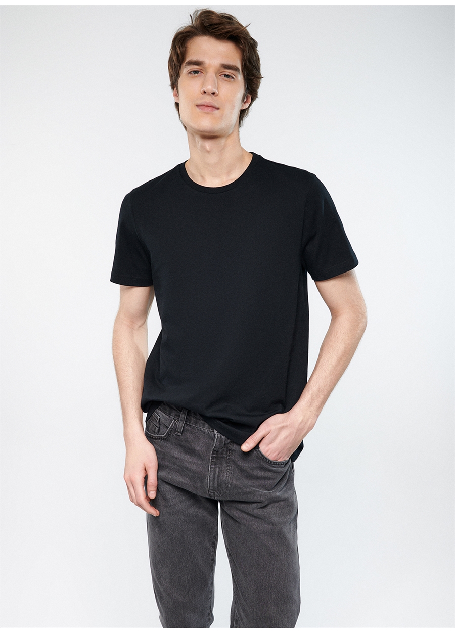 Mavi M066901-900 Bisiklet Yaka Slim Fit Düz Siyah Erkek T-Shirt_1