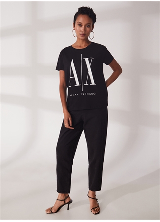 Armani Exchange Bisiklet Yaka Siyah Kadın T-Shirt 8NYTCX-1200_1