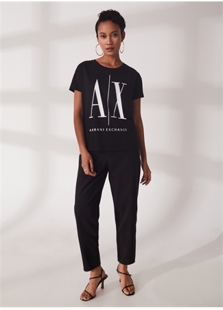 Armani Exchange Bisiklet Yaka Siyah Kadın T-Shirt 8NYTCX-1200_2