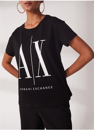 Armani Exchange Bisiklet Yaka Siyah Kadın T-Shirt 8NYTCX-1200_3