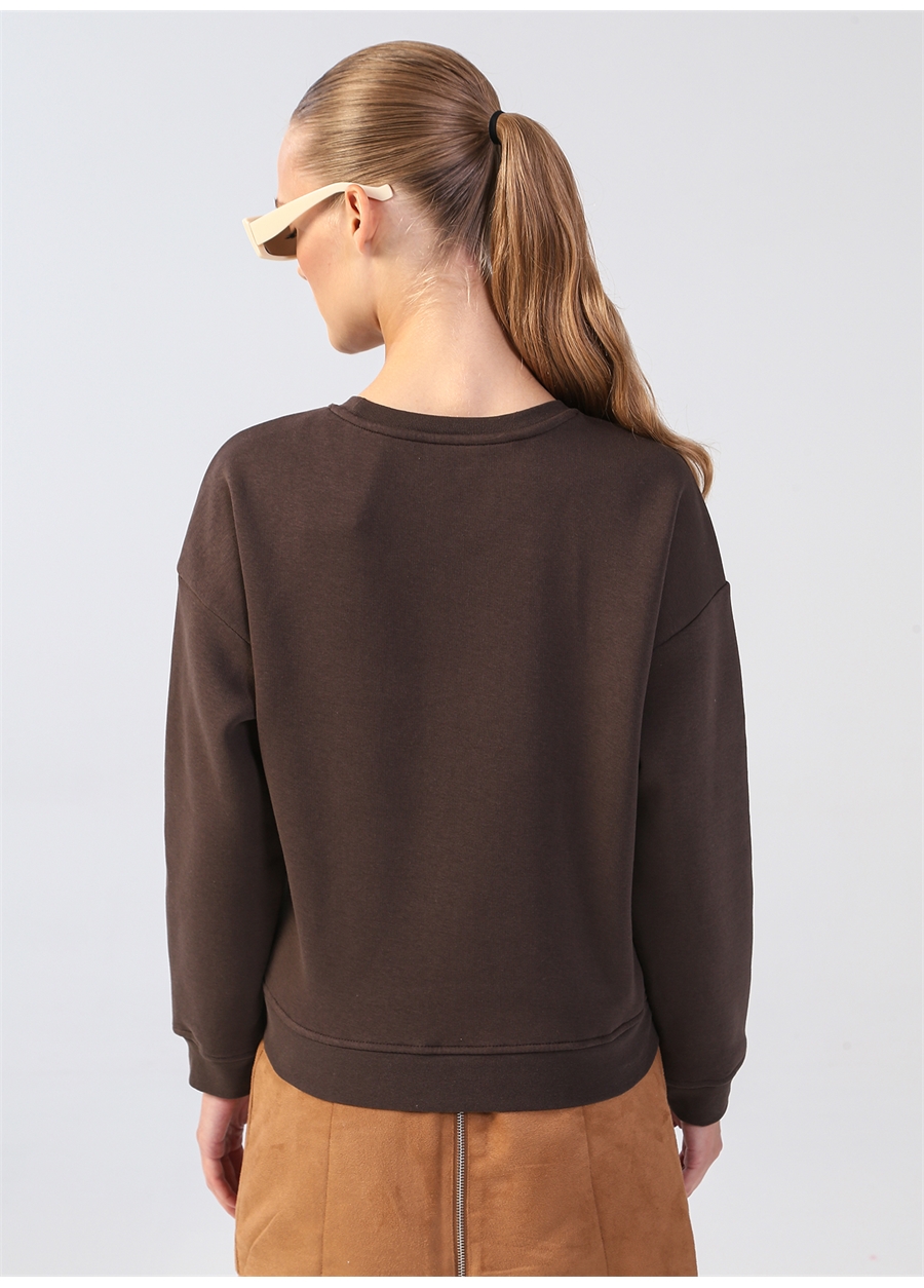 Aeropostale Bisiklet Yaka Comfort Fit Baskılı Kahve Kadın Şardonlu Sweatshirt MOSKOVA_3