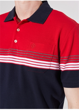 Privé Polo Yaka Kırmızı - Lacivert Erkek T-Shirt 4BX482220010_2