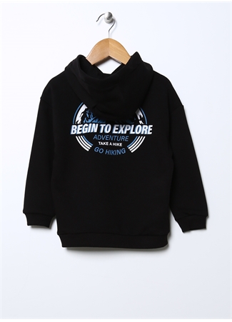 Limon Siyah Erkek Çocuk Kapüşonlu Uzun Kollu Baskılı Sweatshirt HIKE BOY_1