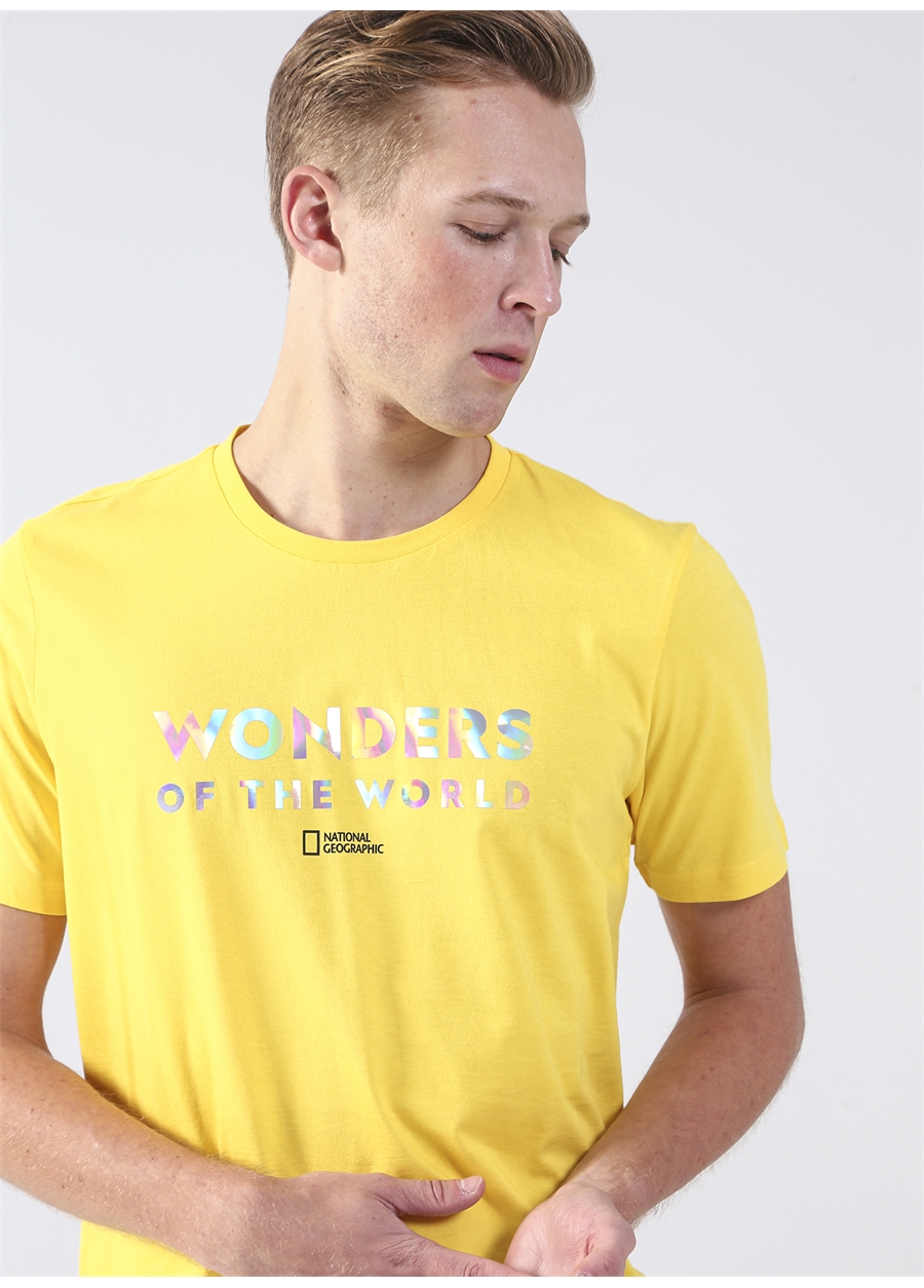 National Geographic Bisiklet Yaka Baskılı Sarı Erkek T-Shirt C-LEONE