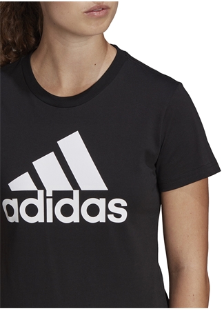 Adidas Bisiklet Yaka Baskılı Siyah - Beyaz Kadın T-Shirt GL0722 W BL T_2