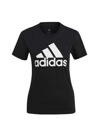 Adidas Bisiklet Yaka Baskılı Siyah - Beyaz Kadın T-Shirt GL0722 W BL T_5