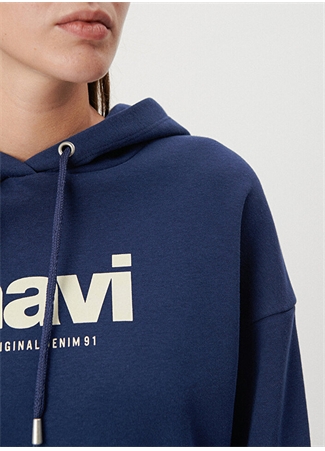 Mavi Kapüşon Yaka Lacivert Kadın Sweatshırt M168334-70488 MAVİ SWEATSHIRT Koyu_3