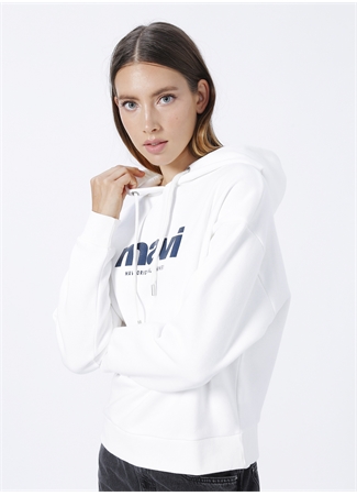 Mavi Ekru Kadın Kapüşonlu Oversize Sweatshirt M168334-81964_2