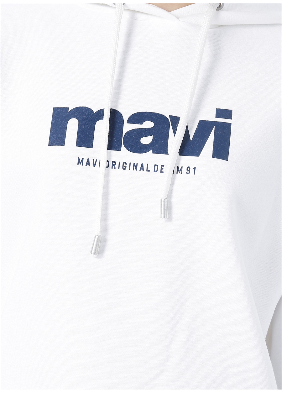 Mavi Ekru Kadın Kapüşonlu Oversize Sweatshirt M168334-81964_4