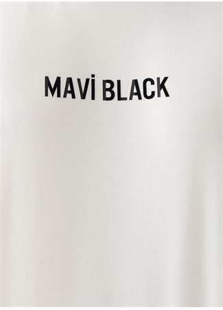 Mavi Bisiklet Yaka Baskılı Kırık Beyaz Erkek T-Shirt M0610785-70057_MAVİ BLACK BASKILI T_5