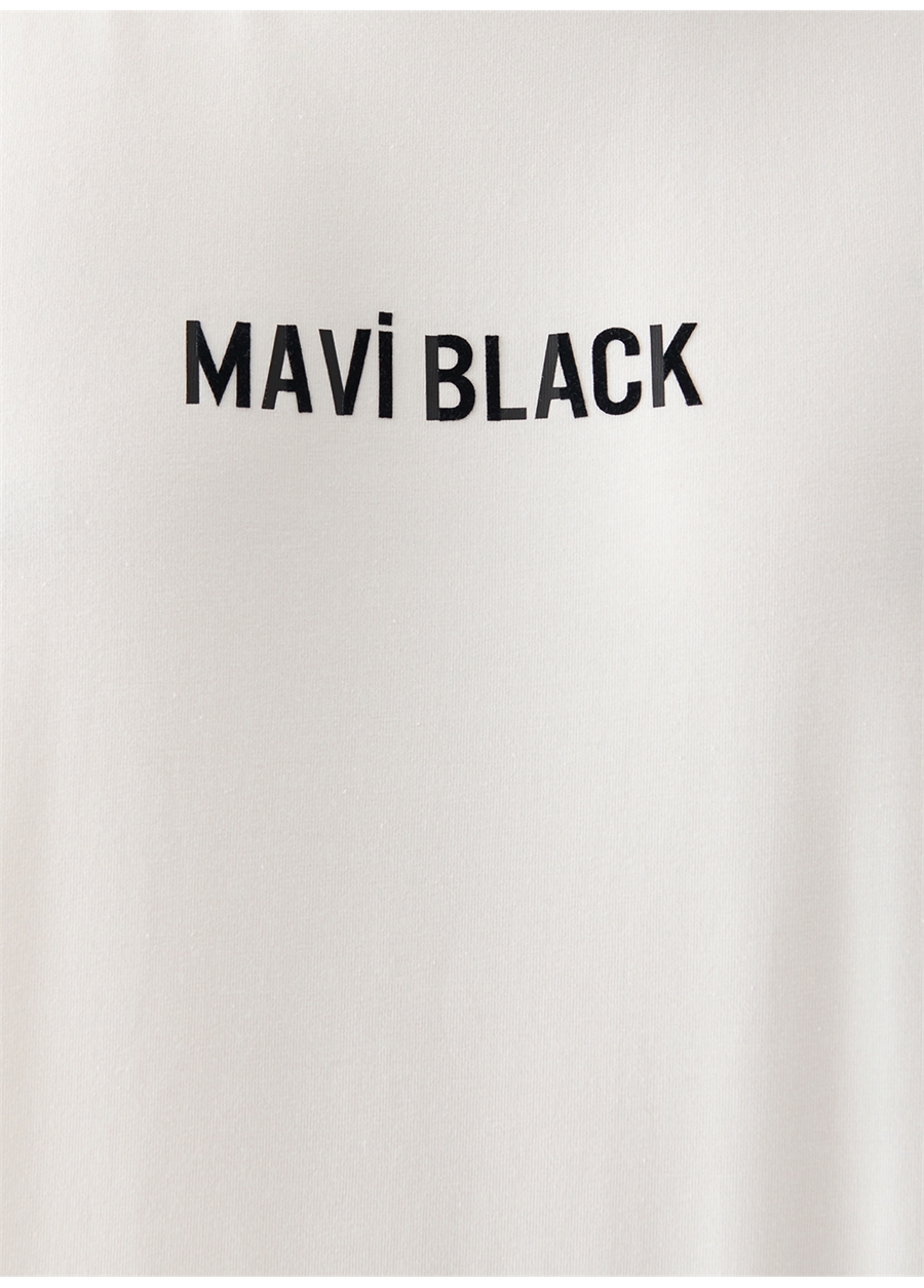 Mavi Bisiklet Yaka Baskılı Kırık Beyaz Erkek T-Shirt M0610785-70057_MAVİ BLACK BASKILI T_5