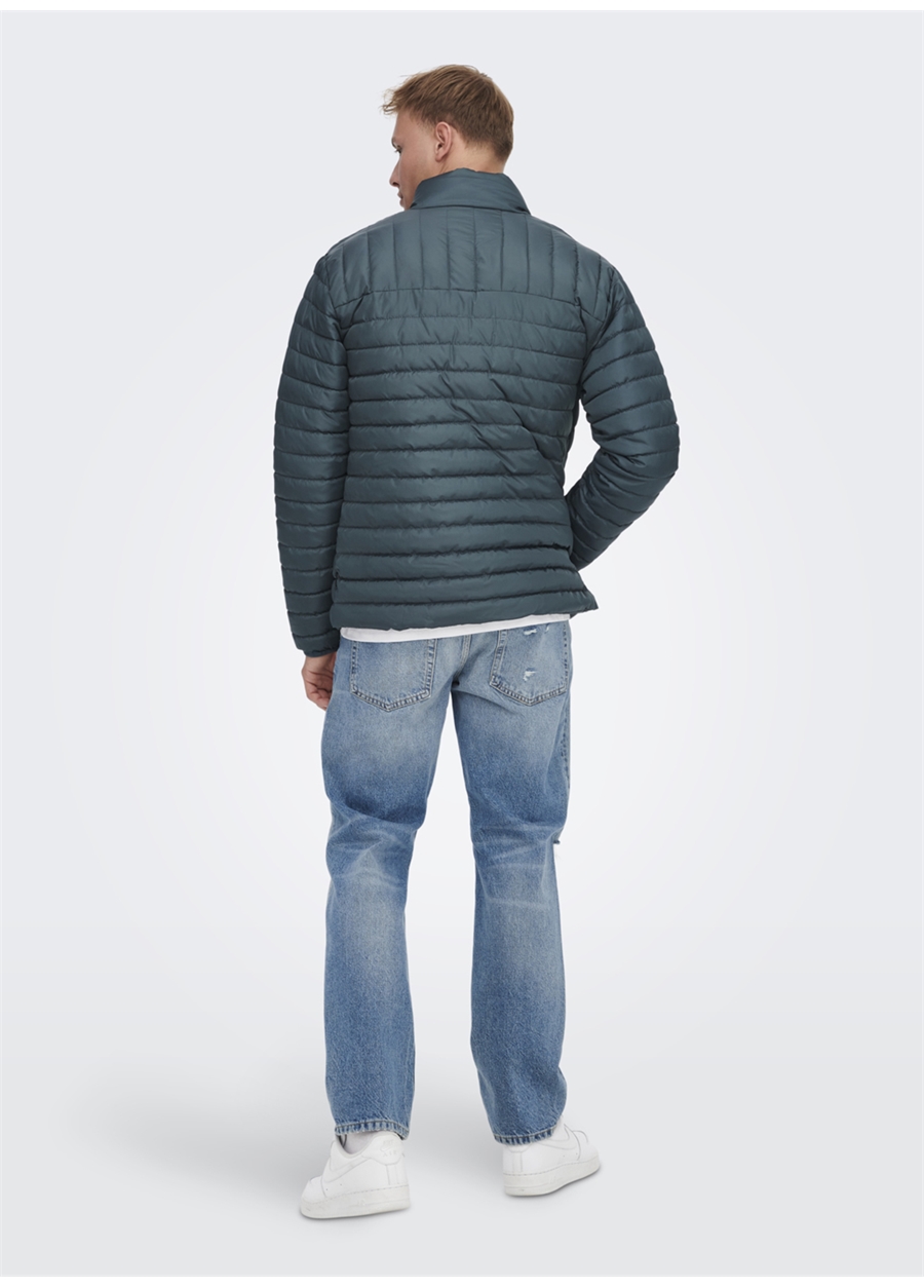 Only & Sons Regular Fit Koyu Mavi Erkek Kısa Şişme Mont 22022612_ONSPIET QUILTED HIGHNECK_3