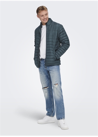 Only & Sons Regular Fit Koyu Mavi Erkek Kısa Şişme Mont 22022612_ONSPIET QUILTED HIGHNECK_4