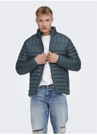 Only & Sons Regular Fit Koyu Mavi Erkek Kısa Şişme Mont 22022612_ONSPIET QUILTED HIGHNECK_5