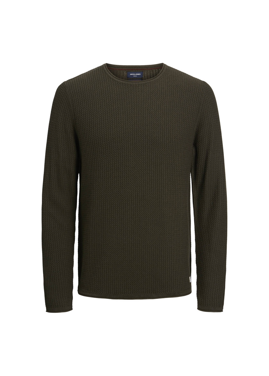 Jack & Jones Bisiklet Yaka Düz Yeşil Erkek Kazak 12179861_JPRBLUCARLOS KNIT CREW NEC_0