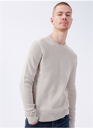 Only & Sons Bisiklet Yaka Düz Gümüş Erkek Kazak 22022855_ONSPHIL 12 STRUC CREW KNIT