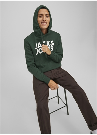 Jack & Jones Kapüşon Yaka Koyu Yeşil Erkek Sweatshırt 12152840_JJECORP LOGO SWEAT HOOD NO