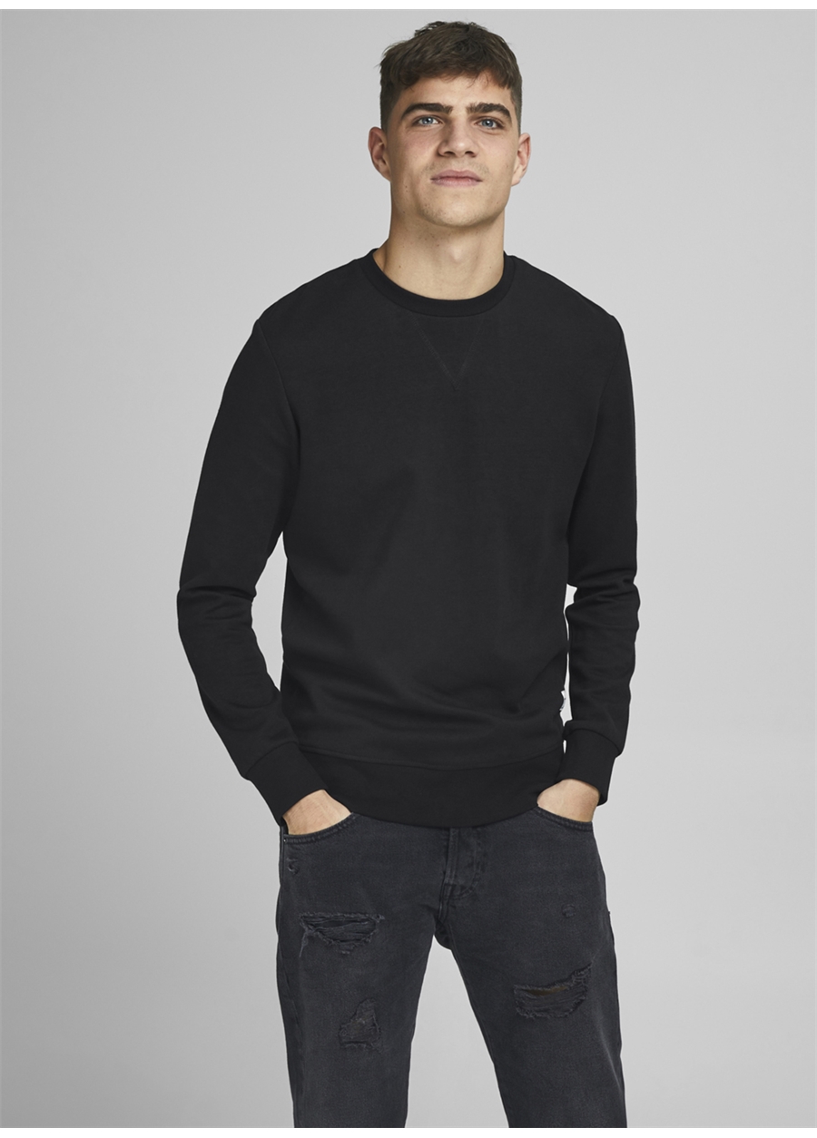 Jack & Jones Bisiklet Yaka Siyah Erkek Sweatshırt 12181903_JJEBASIC SWEAT CREW NECK N_0