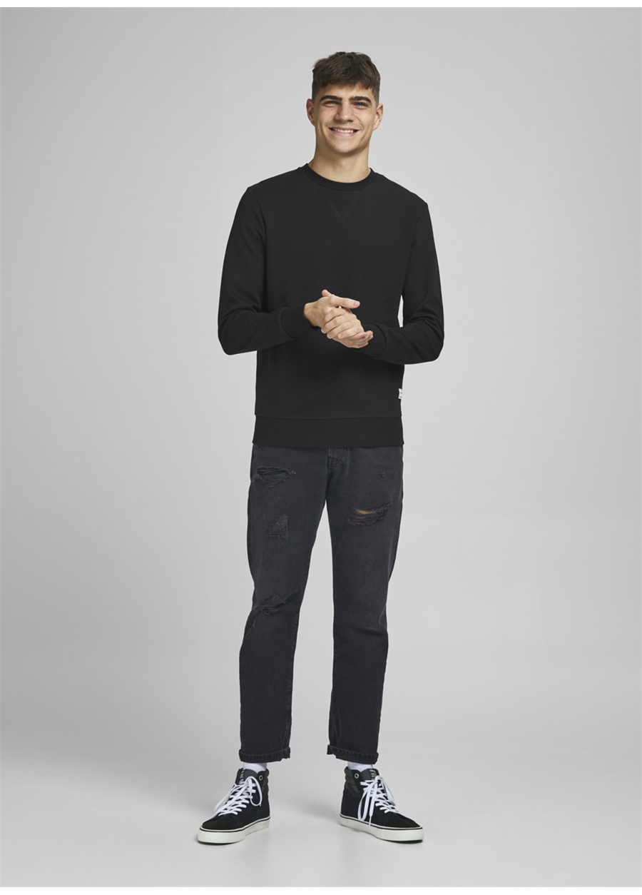 Jack & Jones Bisiklet Yaka Siyah Erkek Sweatshırt 12181903_JJEBASIC SWEAT CREW NECK N_1