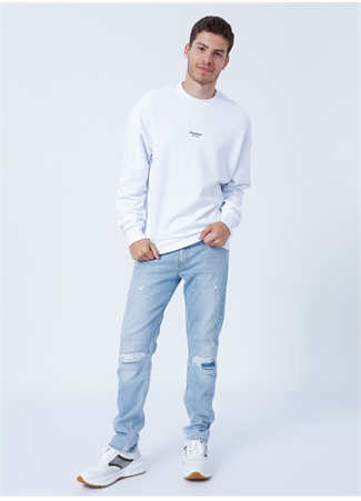 Jack & Jones Bisiklet Yaka Beyaz Erkek Sweatshırt 12213688_JPRBLAKAM BRANDING SWEAT C_1