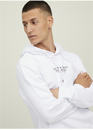 Jack & Jones Kapüşon Yaka Beyaz Erkek Sweatshırt 12216335_JPRBLUARCHIE SWEAT HOOD NO_2