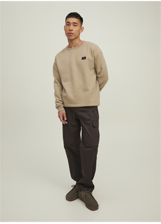 Jack & Jones Bisiklet Yaka Koyu Bej Erkek Sweatshırt 12216345_JCOCLASSIC CREW NECK SWEAT_2