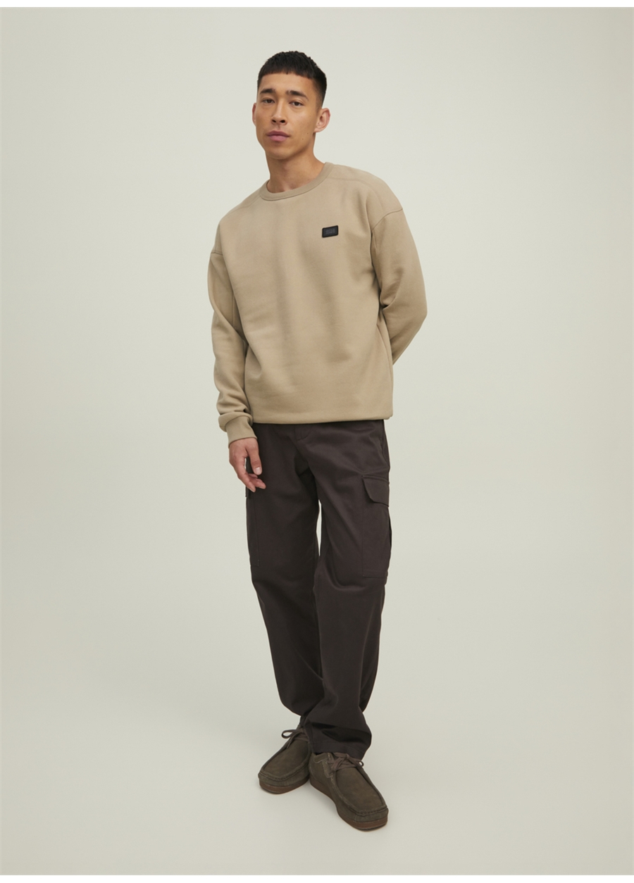 Jack & Jones Bisiklet Yaka Koyu Bej Erkek Sweatshırt 12216345_JCOCLASSIC CREW NECK SWEAT_2