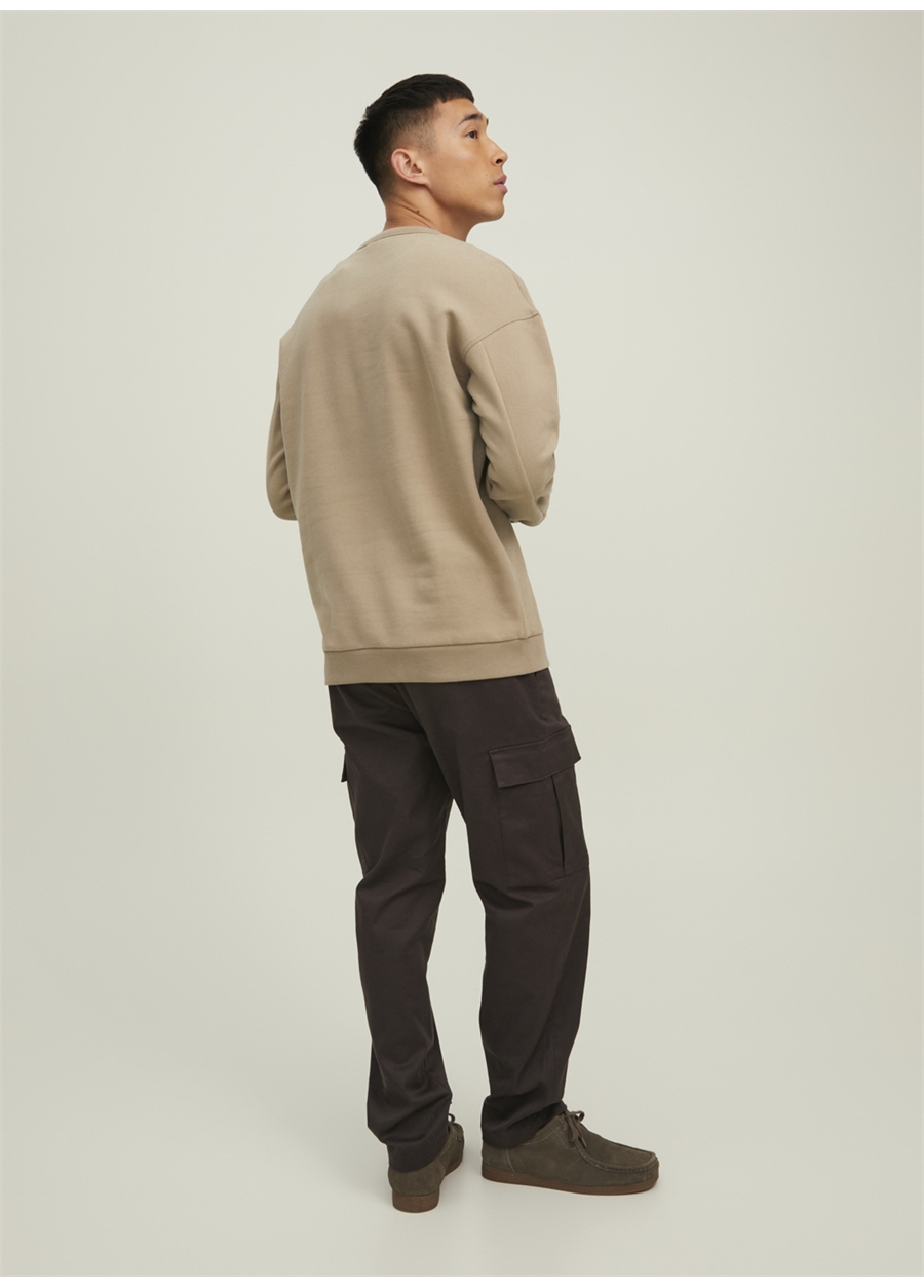 Jack & Jones Bisiklet Yaka Koyu Bej Erkek Sweatshırt 12216345_JCOCLASSIC CREW NECK SWEAT_3