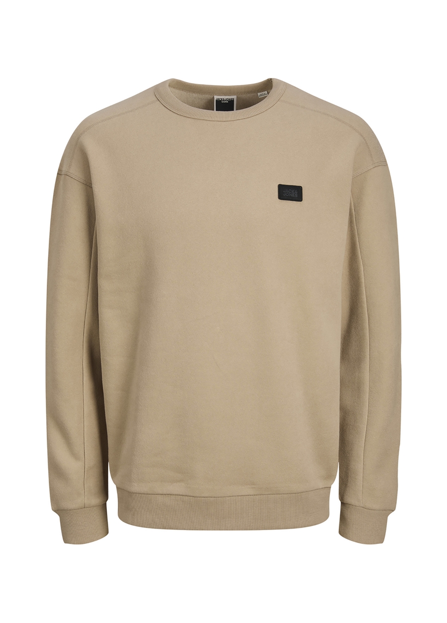 Jack & Jones Bisiklet Yaka Koyu Bej Erkek Sweatshırt 12216345_JCOCLASSIC CREW NECK SWEAT_5