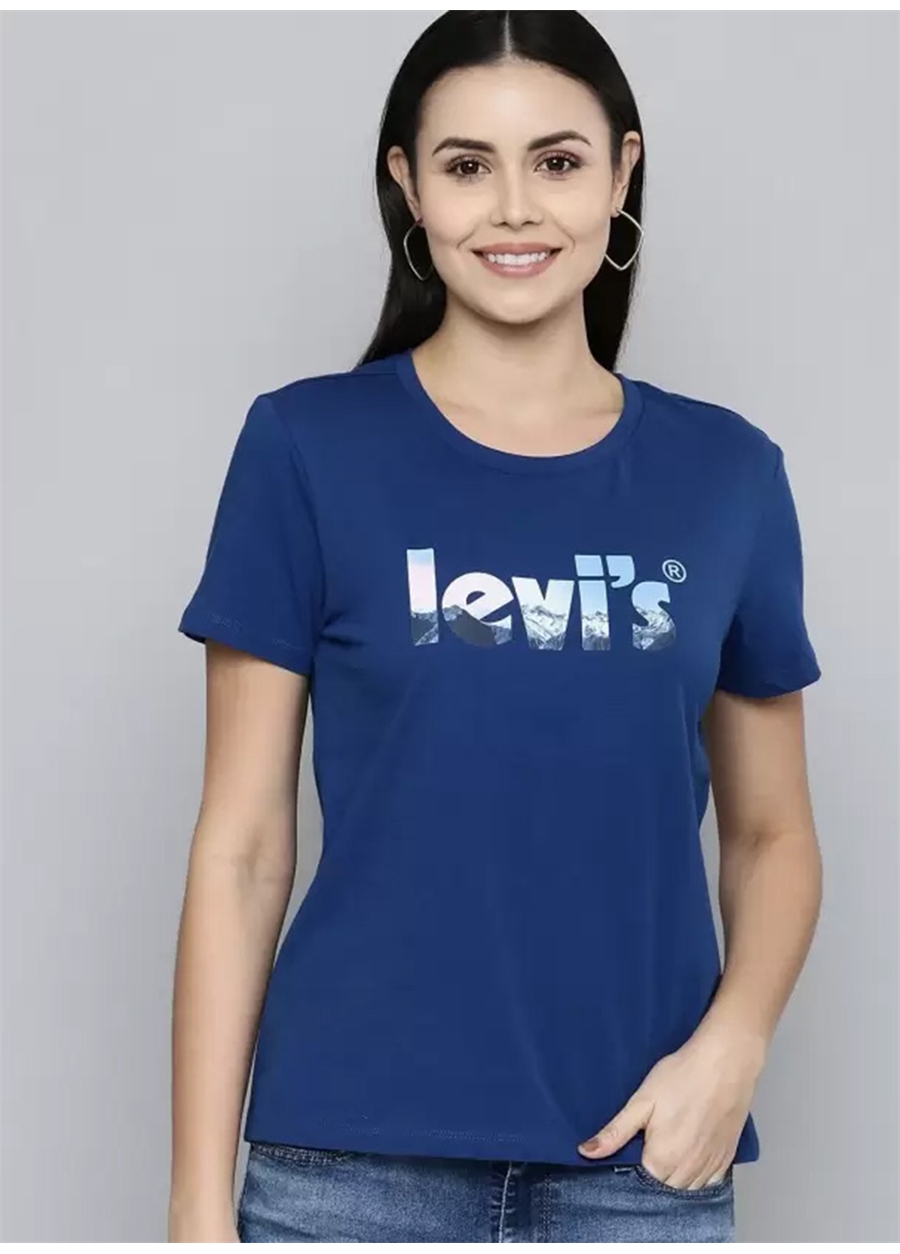 Levis Bisiklet Yaka Mavi Kadın T-Shirt 23771-0327