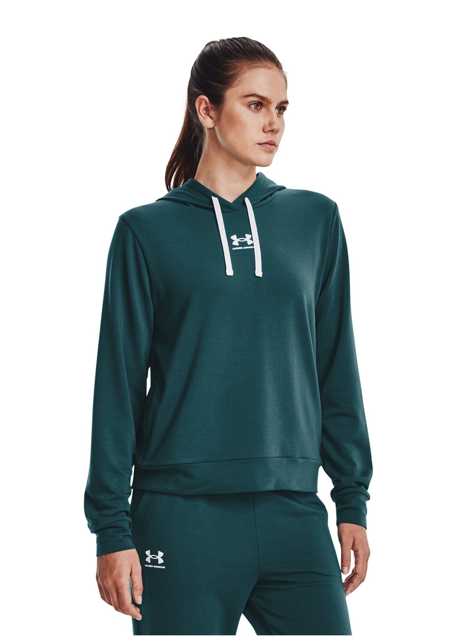 Under Armour Kapüşon Yaka Beyaz Kadın Sweatshırt 1369855 Rival Terry Hoodie_1