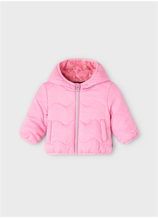 Name İt Pembe Kız Bebek Fermuarlı Uzun Kollu Uzun Düz Mont NBFMAGGY JACKET PB