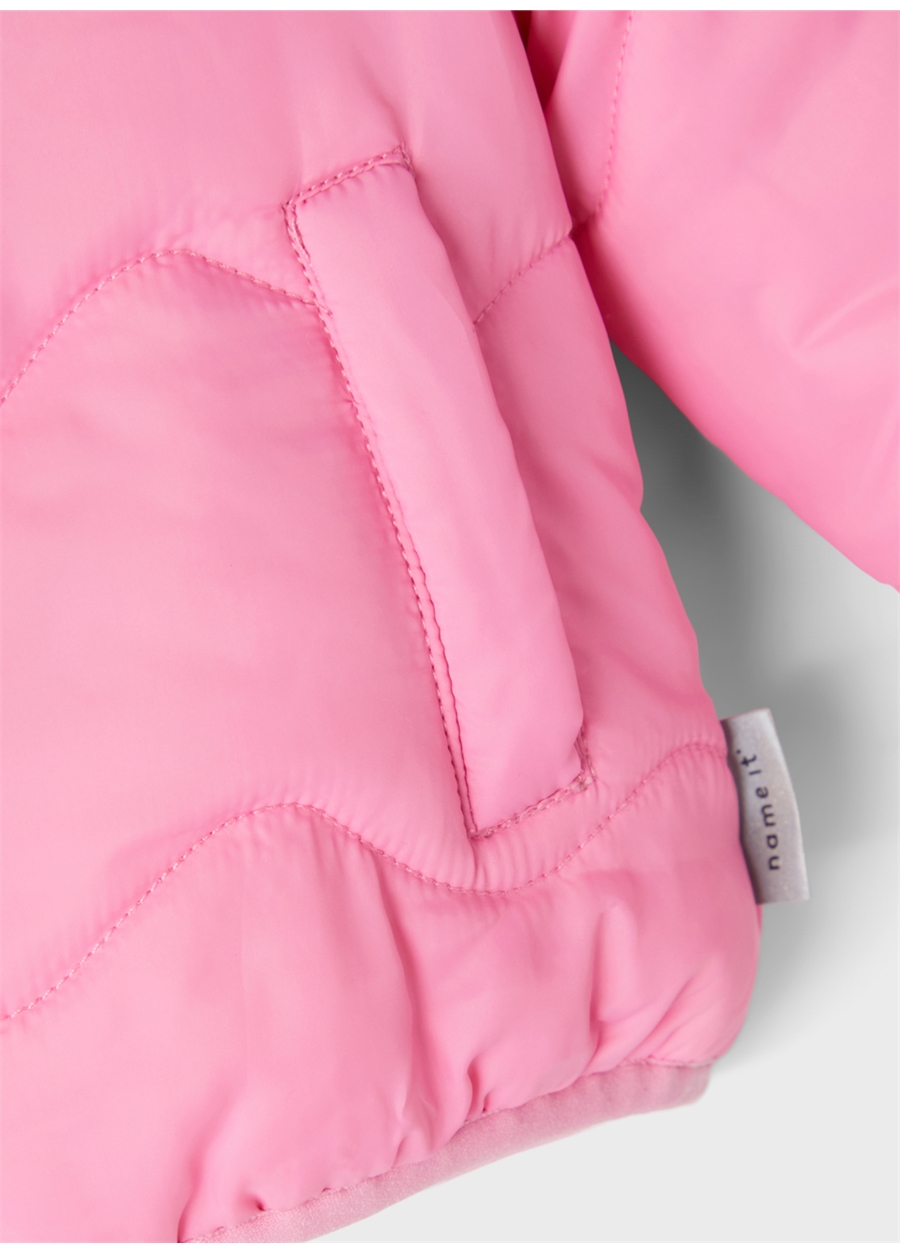 Name İt Pembe Kız Bebek Fermuarlı Uzun Kollu Uzun Düz Mont NBFMAGGY JACKET PB_3