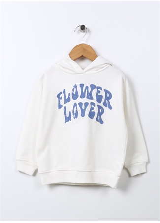 Limon Ekru Kız Çocuk Kapüşonlu Uzun Kollu Baskılı Sweatshirt GROW GIRL