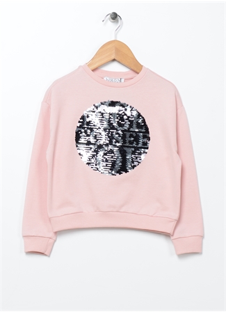 Limon Pembe Kız Çocuk Bisiklet Yaka Uzun Kollu Baskılı Sweatshirt CAL GIRL_0