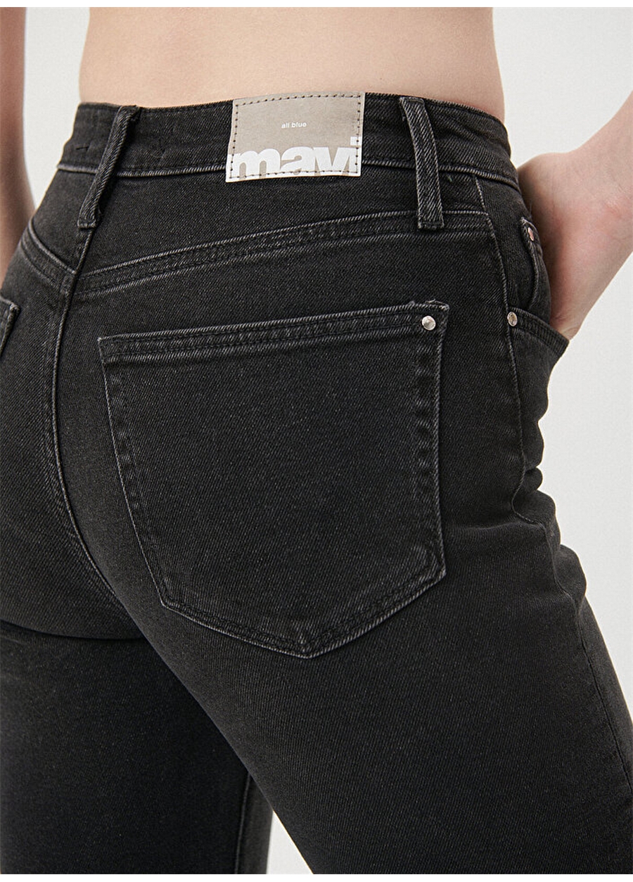 Mavi STAR Dark Smoke Yüksek Bel Dar Paça Mom Fit Antrasit Kadın Denim Pantolon M101077-82224_6