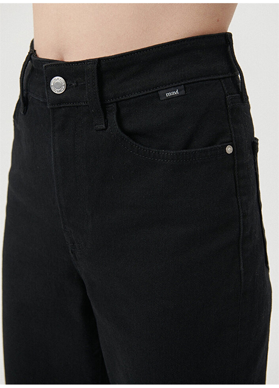 Mavi STAR Double Black Den Yüksek Bel Dar Paça Mom Fit Siyah Kadın Denim Pantolon M101077-83147_5