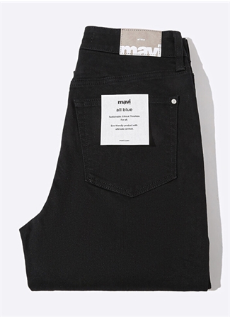 Mavi STAR Double Black Den Yüksek Bel Dar Paça Mom Fit Siyah Kadın Denim Pantolon M101077-83147_9