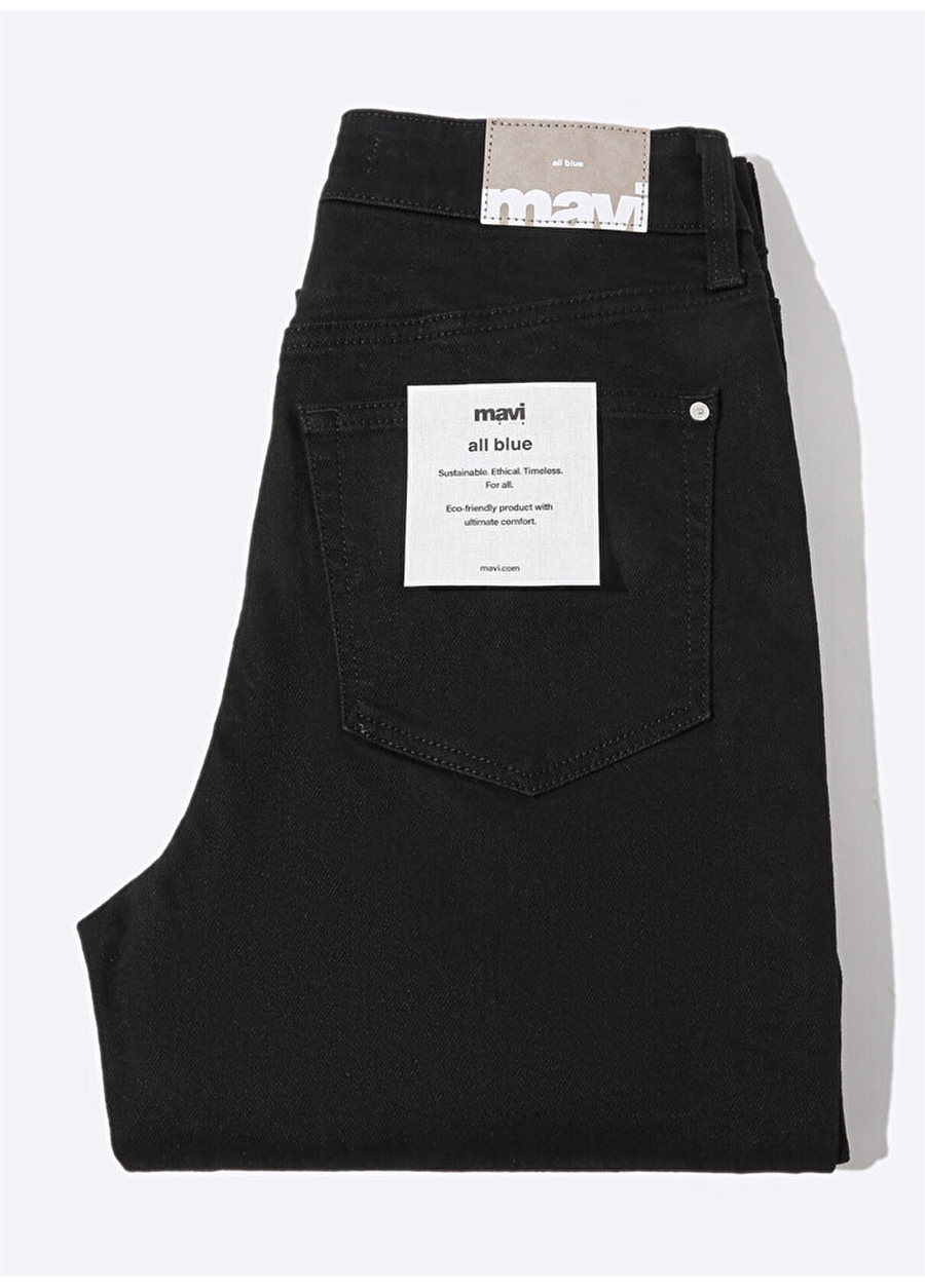 Mavi STAR Double Black Den Yüksek Bel Dar Paça Mom Fit Siyah Kadın Denim Pantolon M101077-83147_9