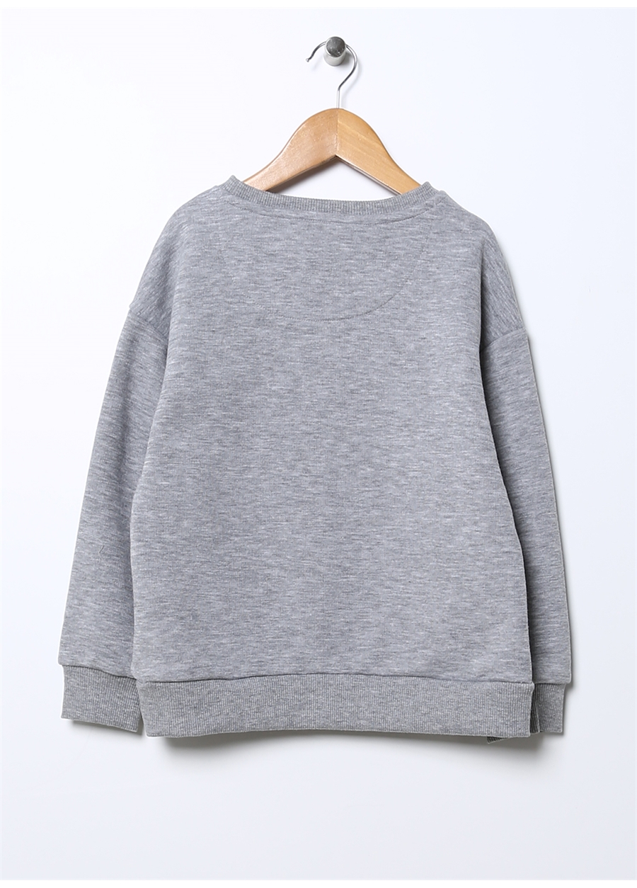 Fluffy Bisiklet Yaka Oversized Gri Melanj Erkek Çocuk Sweatshirt FFY-10_9