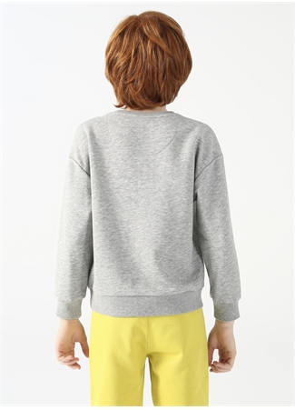 Fluffy Bisiklet Yaka Oversized Gri Melanj Erkek Çocuk Sweatshirt FFY-10_4