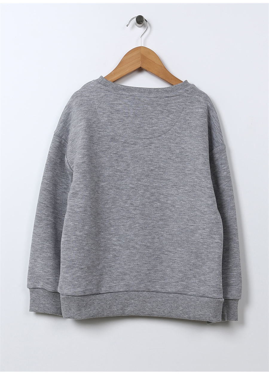 Fluffy Bisiklet Yaka Oversized Gri Melanj Erkek Çocuk Sweatshirt FFY-10_7