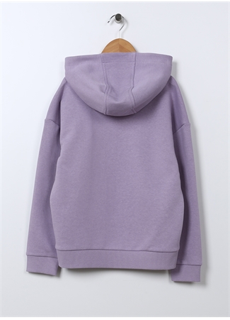 Fluffy Kapüşonlu Oversized Lila Kız Çocuk Sweatshirt FFY-01_7