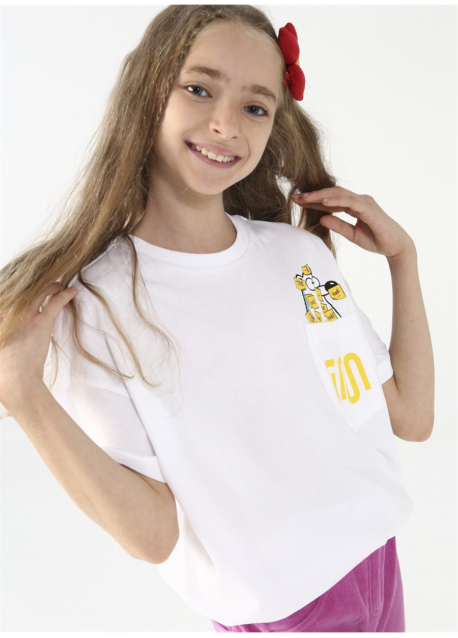 Boyner Baskılı Ekru Kız Çocuk T-Shirt FFYBSC-11