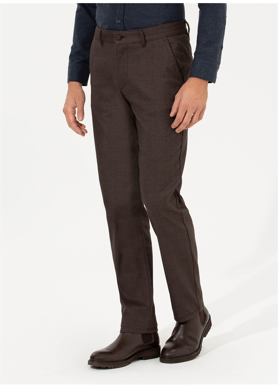 Pierre Cardin Normal Bel Normal Paça Regular Fit Kahve Erkek Pantolon BADEN_1