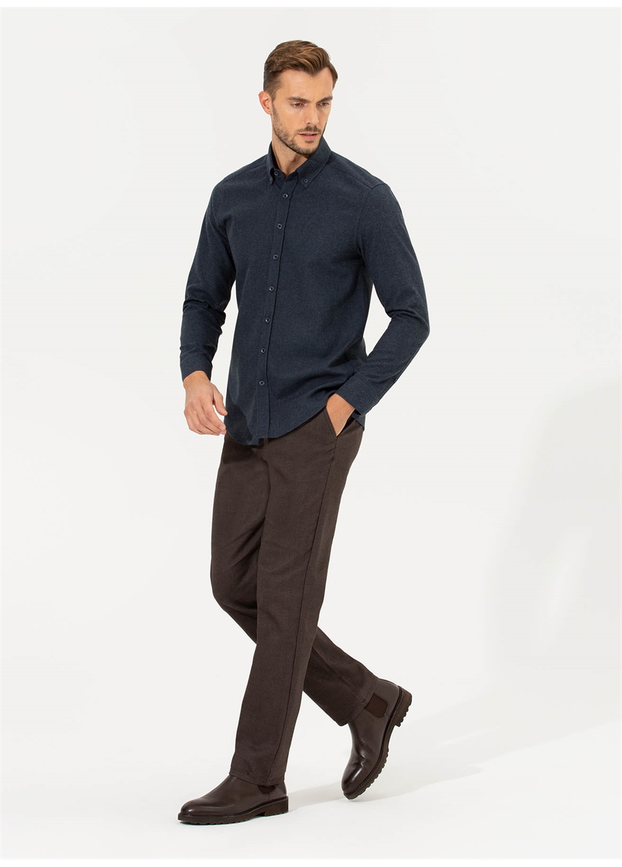 Pierre Cardin Normal Bel Normal Paça Regular Fit Kahve Erkek Pantolon BADEN_2