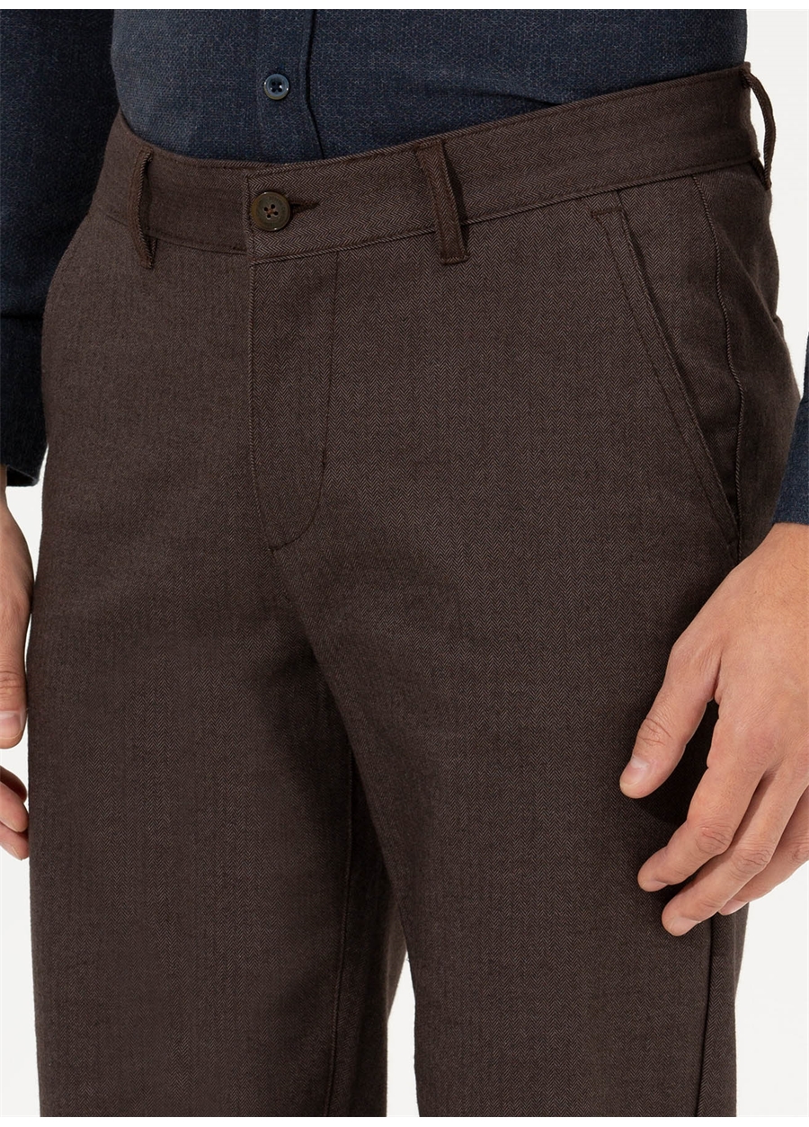 Pierre Cardin Normal Bel Normal Paça Regular Fit Kahve Erkek Pantolon BADEN_5